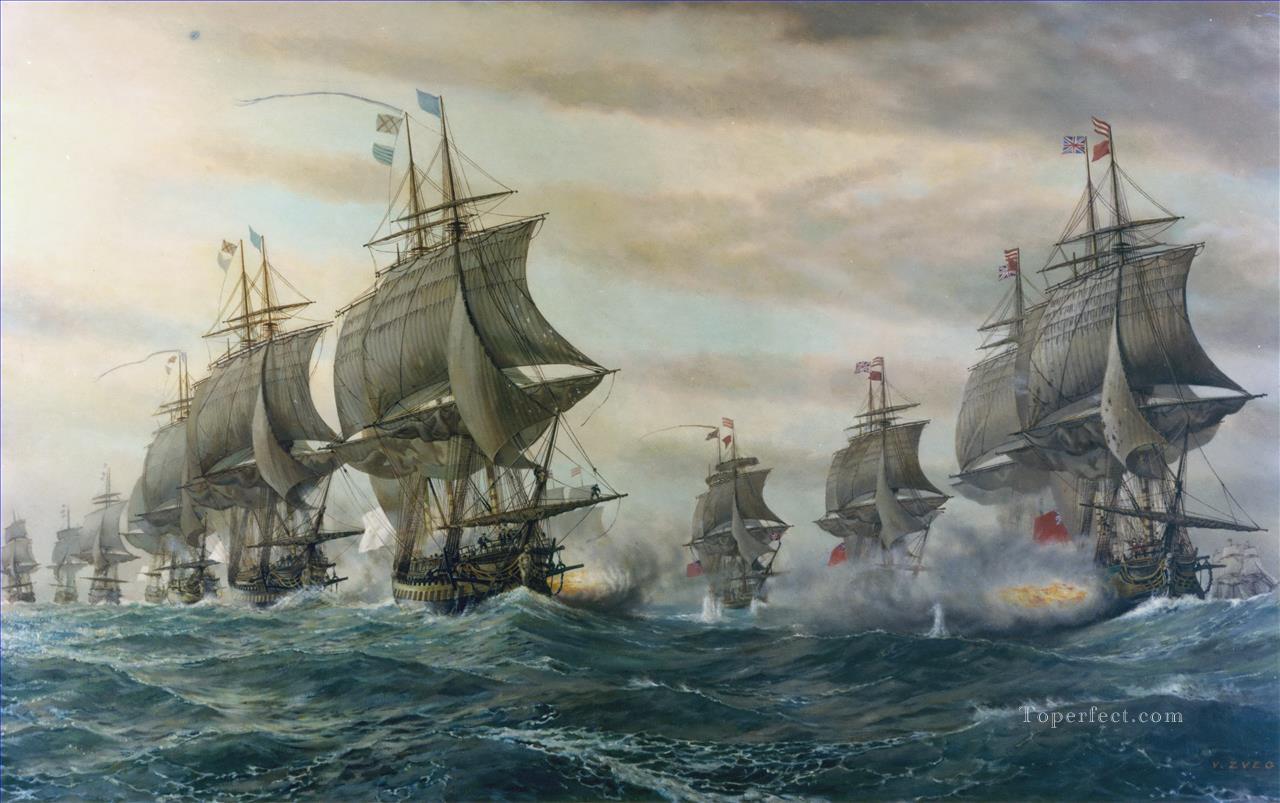 バージニア岬の戦いの海戦油絵